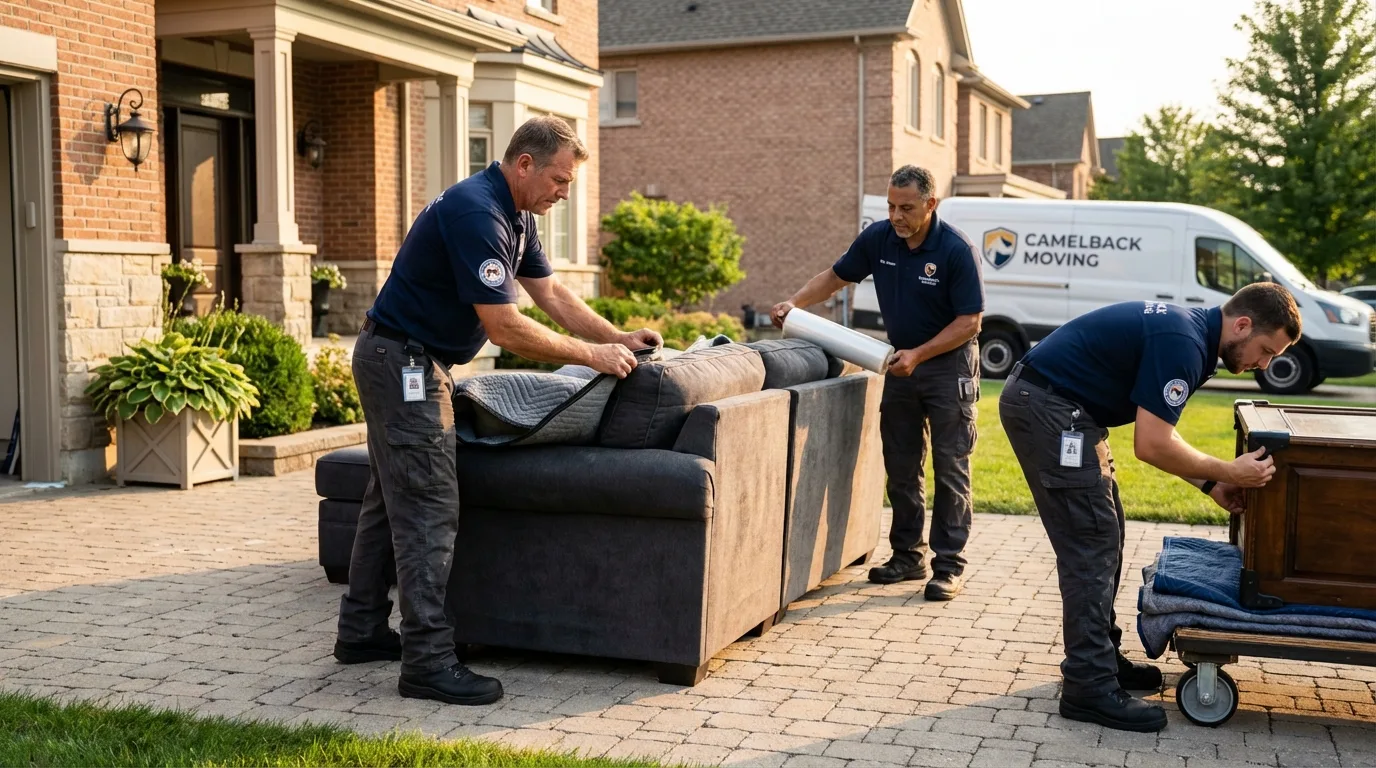 Large estate moving crew wrapping furniture in Breckenridge, TX