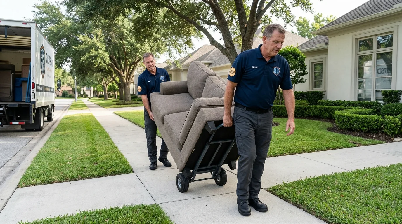 Local residential moving crew loading furniture in Breckenridge, TX