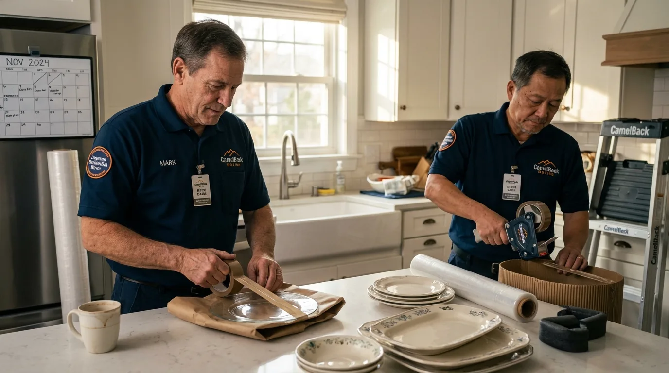Professional crew packing kitchen dishware in Breckenridge, TX